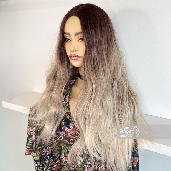 Dark root with ash blonde ombre wig | Blayage Wig | Mothers Day Gift | N… - Picture 4 of 11